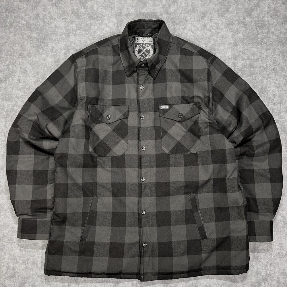 Dixxon Murked Flannel Shirt Jacket Quilted Lined Black Gray Plaid Mens 2XL